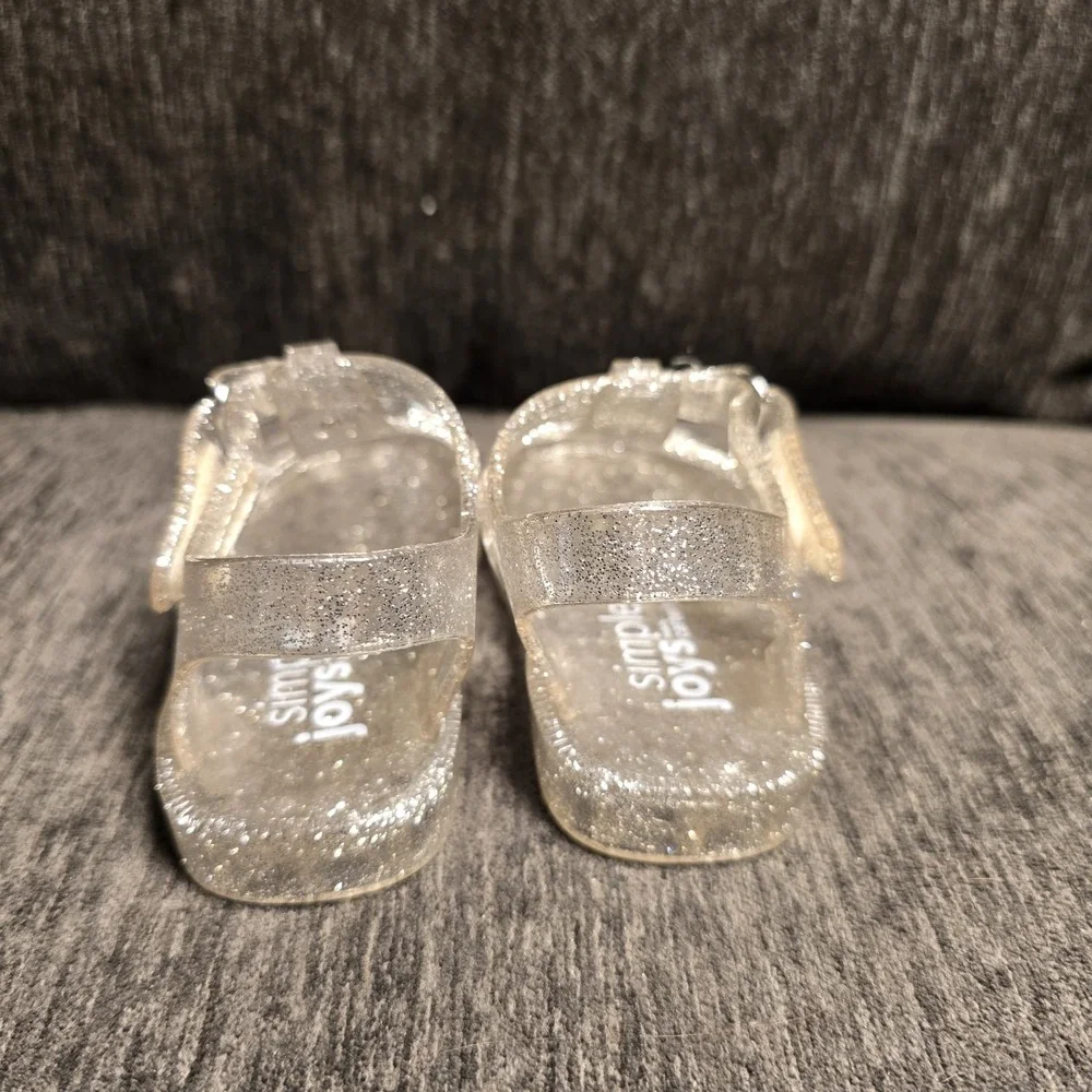 Simple Joys‎ by Carters Nora Clear Glitter Jelly Sandals Kids Size 4M WLEDEC22
